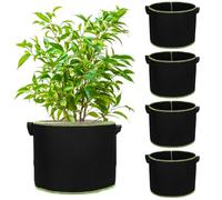 QWORK® 5 Pack 10 Gallon Grow Bags, Potato Grow Bags with Handles, Vegetable Growing Containers, for Vegetables, Flowers, Herbs, and More