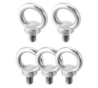 QWORK 5 Pack Stainless Steel M12 x 20mm Shoulder Lifting Ring Eye Bolt with Male Thread for Machinery, Ring Shoulder Eye Bolts