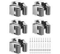 QWORK® 5 Piece Mop Broom Holder, Mop Holder Wall Mounted, Broom Grab Holder, for Bathroom Kitchen Office Closet Garden Garage