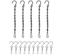 QWORK® 5 x Hanging Basket Chains (9.5") and 10 x Hanging Basket Hooks with Clips for Hanging Flower Pots Planters Bird Feeders Lanterns Chalkboards and Ornaments