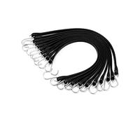 QWORK 50 Pack 21" Tarp Straps, Adjustable Rubber Bungee Cords with S-Hooks, Black, Secures Tarps, Canvases, Cargo