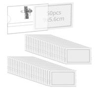 QWORK® 50 Pack Clear Name Badges with Pin and Clip, PVC Plastic ID Name Tag Holder for Work Conference Exhibition - 90mm x 56mm