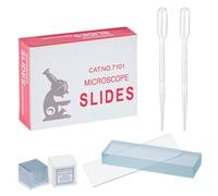 QWORK 50 x Pre-Cleaned Microscope Slides (76 x 25) & 100 x Cover Glasses (20 x 20) - Includes 2 x Pipettes (2 ml) - Universal for Optical Microscopes