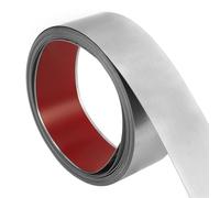 QWORK® 50mm x 50m Stainless Steel Wall Molding Trim - Brushed Finish Silver, Peel and Stick Design - for Wall Decoration, Mirror Frame, Fireplace Gap Filler and More