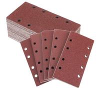QWORK® 50Pcs 93x185mm Sanding Sheets, 8 Hole 40/60/80/120/240 Sandpapers, for Orbital Sanders