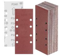 QWORK® 50Pcs 93x230mm Sanding Sheets, 8 Hole 40/60/80/120/240 Sandpapers, for Orbital Sanders
