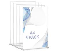 QWORK® 5Pcs A4 Acrylic Sign Stand, Double-Sided T-Shape Display Holder for Office, Store, Restaurant