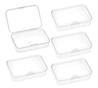 QWORK® 5Pcs Small Plastic Storage Box with Hinged Lid, Square Storage Containers for Beads, Jewelry and Craft Items - 88 x 60 x 20 mm (3.46x2.36x0.79 Inch)