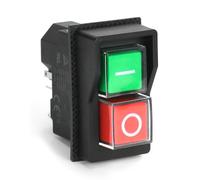 QWORK® 5PIN Electromagnetic Switch KJD17 Safety Switch, 16A, 250V AC, Gray, Push Button, ON-OFF