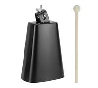 QWORK 6-inch Metal Steel Cow Bells Noise Makers with Stick - Hand Percussion Instrument for Drum Kits, Bands & Events
