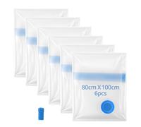QWORK® 6 Pack 100x80 cm Vacuum Storage Bags for Clothes/Bedding/, Large Vacuum Pack Bags with Double-Zip Seal, Airtight & Reusable