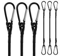 QWORK® 6 Pack Bungee Cords with Spring Snap Clips, 12 Inch Heavy Duty Black Elastic Straps for Camping, Bikes, Luggage, & More