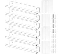 QWORK® 6 Pack Clear Vinyl Record Holder Shelf, Wall Mounted Acrylic Record Display Rack with Installation Hardware (15 Inch | 38cm)