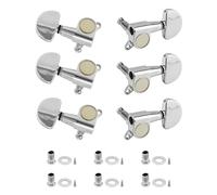 QWORK 6-Pack Guitar Tuning Pegs - Universal 3L+3R Machine Heads Knobs Tuning Keys for Acoustic and Electric Guitars - High Quality Zinc Alloy Metal Tuners with Installation Accessories