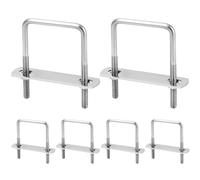 QWORK® 6 Pack M6 Stainless Steel U-Bolts Set, 80 x 50 mm U-Brackets, High Load Capacity, with Nuts and Frame Plate, for Multiple Applications