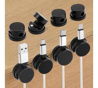 QWORK® 6 Pack Magnetic Cable Tidy Clips 360° Rotatable Cord Organizer for Desk and Home - Fits Charging, USB, HDMI Cables - Black