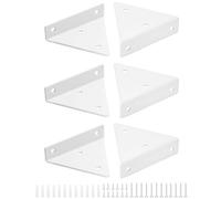 QWORK® 6 Pack White Floating Shelf Bracket, Wall Mounted Triangle Support Hidden Shelf Bracket with Mounting Screws, 8x10cm (3x4 Inch)