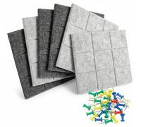 QWORK® 6 PCS Felt Board Tiles, Felt Notice Boards, with 30 Pins, Self Adhesive, 30 x 30 CM, for Office, Kitchen, School