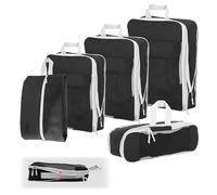 QWORK® 6 Pieces Compression Packing Cubes, Expandable Luggage Organiser Set, Compression Packing Cubes with Shoe Bag, for Suitcases