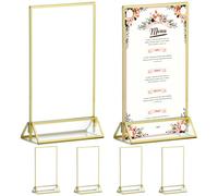 QWORK® 6 Stück Gold Picture Frames A6, Acrylic Sign Holder Double Sided, for Wedding Table Numbers, Menu Holder, Photo