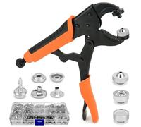 QWORK® 60 Sets Metal Snap Buttons with 3 Interchangable Dies and Fastener Plier - Snap Fastener Kit for Boat Covers and Canvas Repair