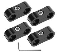 QWORK 6AN Hose Separator Clamp, 4 Pcs Fuel line Mounting Clamps, AN6 Aluminum Hose Fitting Adapter, for 3/8 Fuel Hose, Oil Line, Brake Line