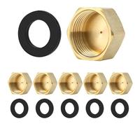 QWORK 6Pcs Brass Cap 3/4" Brass Hex Cap Inner Threaded End Caps with Washers for Pipes, Taps and Radiator Valves