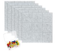 QWORK® 6PCS Felt Board Tiles 30x30cm with 30 Pins, Self-Adhesive Elegant Modern Bulletin Boards for Home, Office, and Kitchen