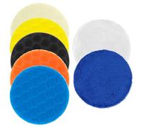 QWORK® 7 Pcs Polishing Pads Set,6 Inch Foam Polishing Pads,With Wool Buffing Pads And Microfiber Pad For Polishing Waxing Sealing Glaze, Use With Eccentric Machines