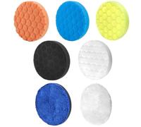 QWORK® 7-Piece Car Polishing Pad Set, 6 Inch/150mm, 5 Sponge Buffing Pads & 2 Microfiber Polishing Pads for Eccentric Machine Grinders
