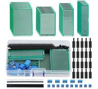 QWORK® 75Pcs PCB Board Set, Double Sided Prototype Circuit Boards with Male/Female Header, Screw Terminal Connectors & Nylon Column