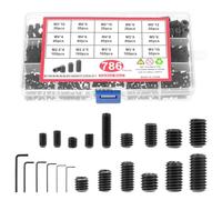 QWORK® 786 Pcs Assorted Grub Screws Set, M2.5 M3 M4 M5 M6 M8 Metric Cup Point - Carbon Steel, Hex Head, Corrosion Resistant for Door Handles & More