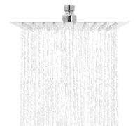 QWORK® 8 Inch Rain Shower Head Ultra-Thin Square Overhead Showerhead with Angle Adjustment - Stainless Steel with Chrome Finish - Standard Fitting, Easy Replacement