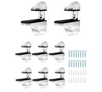 QWORK® 8 Pack Adjustable Glass Shelf Bracket, Wall Mounted Zinc Alloy Glass Shelf Support for 3-20 mm Thickness Glass
