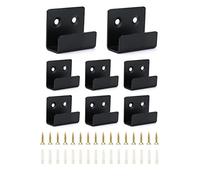 QWORK® 8 Pack Ceramic Tile Display Brackets, Stainless Steel Heavy Duty Wall Hooks for Mirror, Glass, Wood Sample Display with Screws, 16mm Inner Width, Black