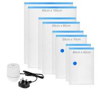 QWORK® 8-Pack Vacuum Storage Bag with Electric Air Pump - 2 Jumbo, 2 Large, 2 Medium & 2 Small - Space-Saving Storage Solution for Clothes, Bedding, and Travel