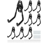 QWORK® 8 PCS Heavy Duty Garage Hooks - Ladder Hanger, Double Wall Hooks for Organizing Power Tools, Ropes, Bikes