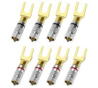 QWORK® 8 Pieces Y Spade Plug, Speaker Wire Connectors, Fork Spade Plug 45 Degree, Speaker Cable Connector