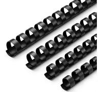 QWORK® 80 Pack Binding Combs 21 Ring, Multi-Size Binding Rings 12/14/16/18mm, A4 90-150 Sheet Capacity, Black