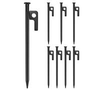 QWORK® 8Pcs Heavy Duty Tent Pegs, Camping Pegs, 20cm Long, For Hard Rocky Ground, Beach, Grassland, Black
