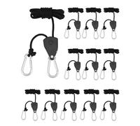 QWORK® 8PCS Ratchet Ropes with Hooks, Solid Iron Retractable Rope Ratchet for Plants, Lights, Tents, Loading Capacity 66lbs /30kg, Rope Length 1.8m/6ft