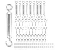 QWORK® 90 Pieces Heavy Duty Turnbuckle Wire Tensioner Kit, Turnbuckle Wire Tensioner for 3mm Cable Wire, 304 Stainless Steel Turnbuckle Wire Tensioner for Garden and Outdoor Use