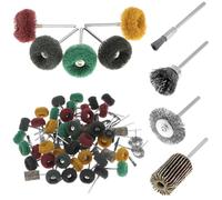 QWORK Abrasive Wheel Buffing Polishing Wheel Wire Brushes 69Pcs Set, Rotary Tool Polishing and Buffing Wheel Set, 3mm Shank Mini Wire Brushes & Abrasive Wheels Kit