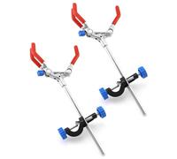 QWORK Adjustable Lab Clamp with 3 Prong Finger Design and Scientific Extension - Reliable Bosshead Clamp Holder, Laboratory Stand Clip, 2 Set
