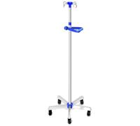 QWORK® Adjustable Stainless Steel IV Drip Stand, Drip Stand with Handle & Wheels for Hospital & Home Care