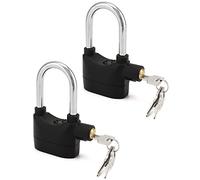 QWORK Alarm Lock, 110 dB Anti-Theft Security Padlock, 2 Pack Door Motorcycle Bicycle Padlock, Universal Security Siren Alarm Lock with 3 Keys (Black)