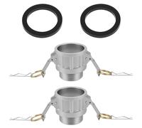 QWORK Aluminum Global Type B Cam and Groove Hose Fitting, 2" NPT Male Plug with 2" Female Camlock Quick Disconnect
