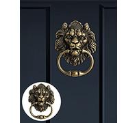 QWORK Antique Lion Head Bronze Door Knocker - Classic Vintage Design, 2 Pack