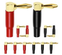 QWORK® Banana Plug Angled 90 Degree 24k Gold-Plated L-Shape Connector, Speaker Cable Adapter, for Home Cinema, AV Receiver & HiFi Systems Pack of 12