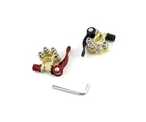 QWORK® Battery Terminals, Quick Release 4 Way Car Battery Connectors Positive Negative Battery Clamp for Car Truck Van Caravan Motorhome Marine Boat, 2 Pack